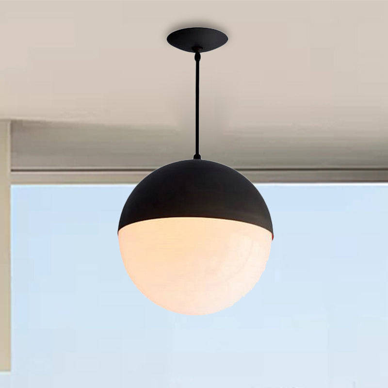 Modernist Black/Gold Sphere Pendant Lamp With Opal Glass - Ideal For Kitchen Ceiling Lighting Black