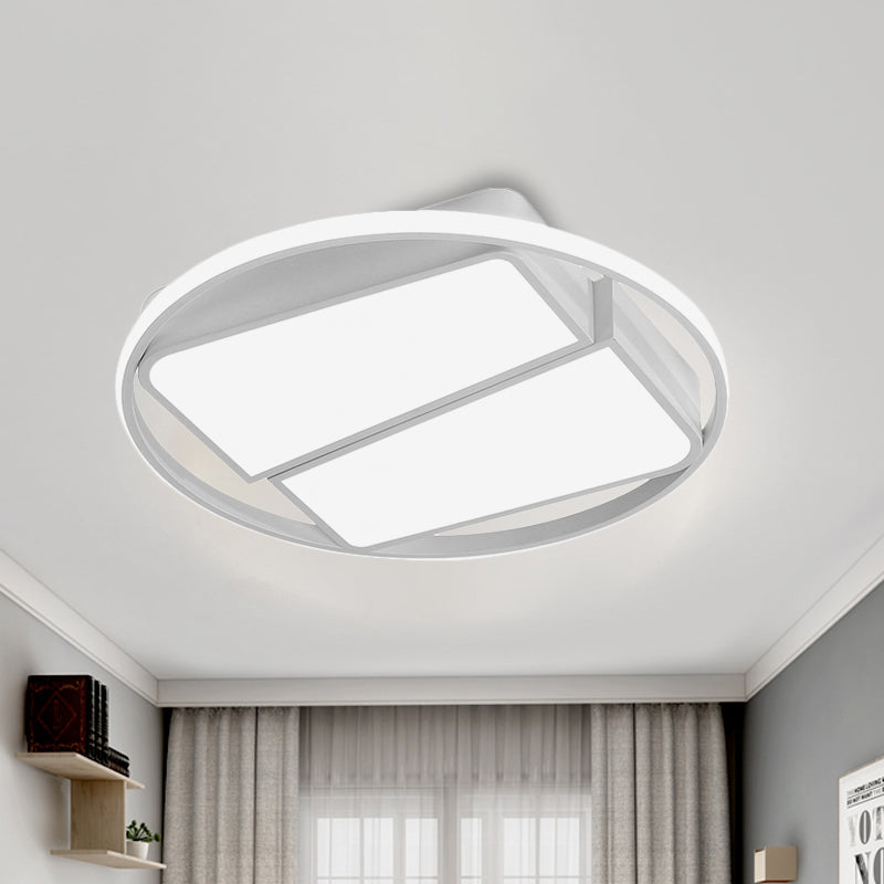Modern Metal Black/White Led Ceiling Mount Light - 2-Trapezoid Design 16/19.5 Wide Flush Fixture For