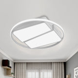 Modern Metal Black/White Led Ceiling Mount Light - 2-Trapezoid Design 16/19.5 Wide Flush Fixture For