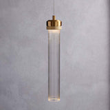 Gold Cylinder Pendant Light With Clear Glass Shade - Perfect For Restaurants & Bedrooms