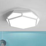 16.5/20.5 Metal Geometric Flush Mount Ceiling Light With Acrylic Shade In Nordic Black/White