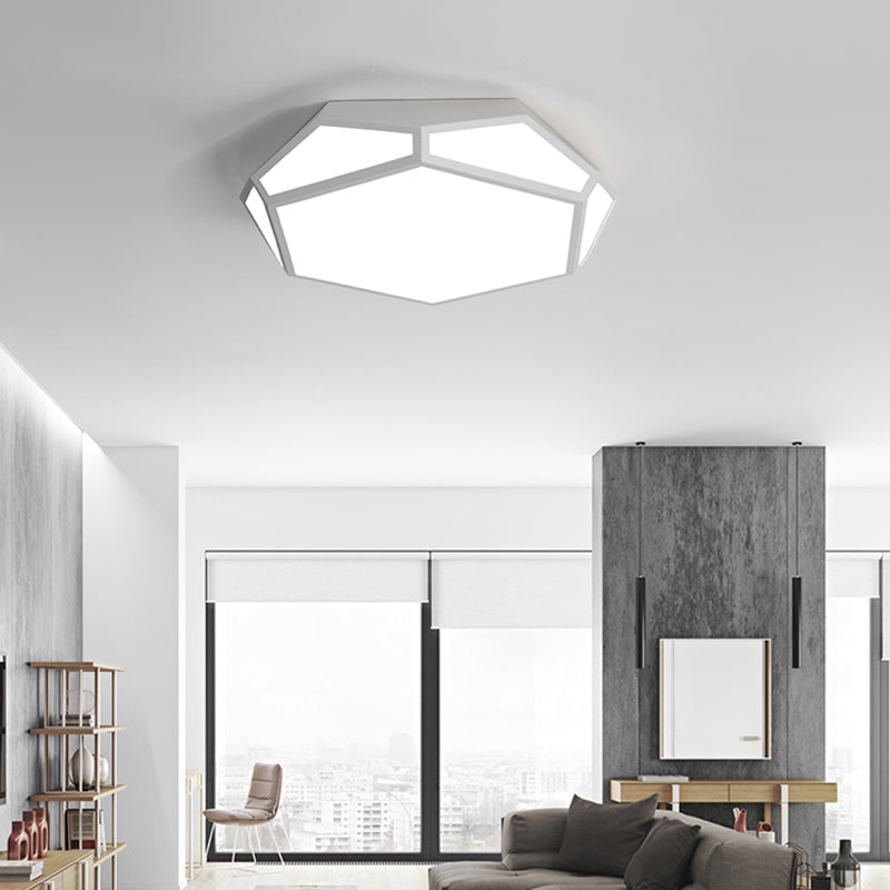 Sleek Black/White Pentagon Flush Ceiling Light With Acrylic Shade - Simple Led For Bedroom Available