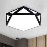 Sleek Black/White Pentagon Flush Ceiling Light With Acrylic Shade - Simple Led For Bedroom Available