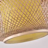 Yellow Lantern Shade Flush Light - Contemporary Style 16’/19.5’ Dia 1 - Head Bamboo Ceiling