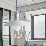 Modern Metal Hanging Light - Black/Pink/White Lantern Suspension 1 White