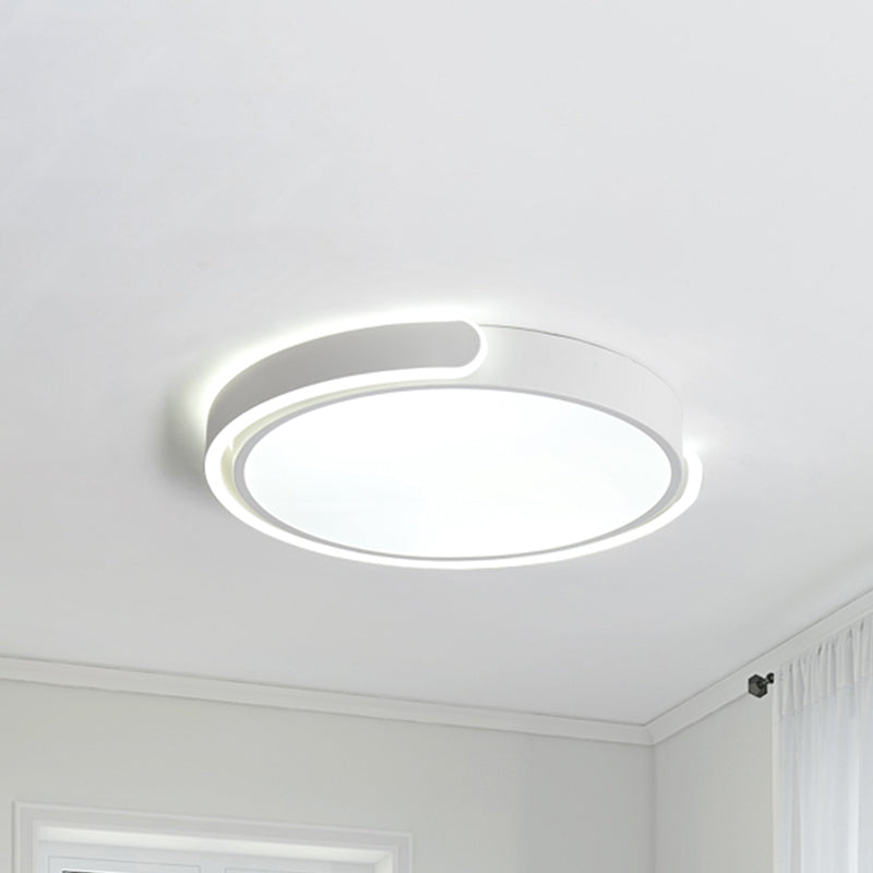 Modern Led Flush Ceiling Light With Acrylic Shade In Black/White/Champagne 15/19/23 Diameter -