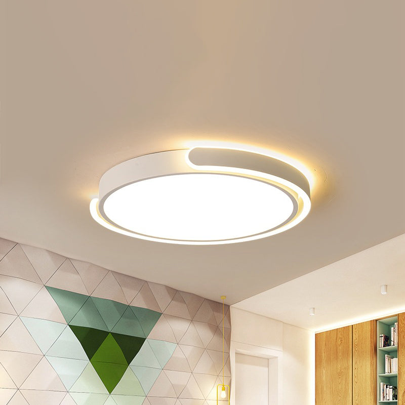 Modern Led Flush Ceiling Light With Acrylic Shade In Black/White/Champagne 15/19/23 Diameter -