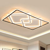 Sleek Metal Led Ceiling Lamp: Rectangular Flush Lighting For Living Room In White/Warm Light 31.5/39