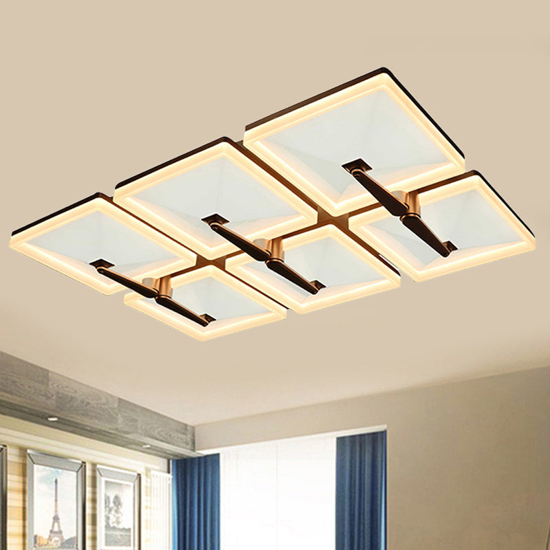 Minimalist Metal Led Ceiling Light Fixture With Splicing Square Design - 2/4/6 Heads Third Gear