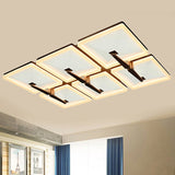 Minimalist Metal Led Ceiling Light Fixture With Splicing Square Design - 2/4/6 Heads Third Gear
