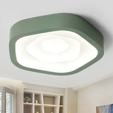 Nordic Flush Ceiling Lamp - Pink/Blue/Green Acrylic Led 20.5 Wide Pentagon Shape
