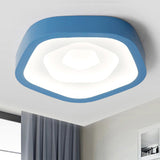 Nordic Flush Ceiling Lamp - Pink/Blue/Green Acrylic Led 20.5 Wide Pentagon Shape Blue