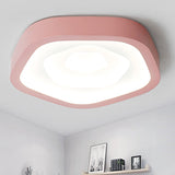 Nordic Flush Ceiling Lamp - Pink/Blue/Green Acrylic Led 20.5 Wide Pentagon Shape
