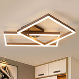 Modern Metal Geometric Semi Flush Light With Led 2/3/4 Lights In Brown White/Warm 2 / Warm