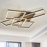 Modern Metal Geometric Semi Flush Light With Led 2/3/4 Lights In Brown White/Warm
