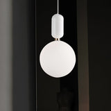 Modern Black/Gold/White Ball Pendant Light With Milky Glass Led Ceiling Fixture - 1 6/8/12 Wide