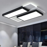 Modernist Led Flush Mount Lamp Black & White 21.5/35.5 Wide Metal Ceiling Fixture For Living Room