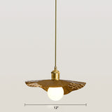 Lotus Leaf Pendant Lamp - Postmodern Hammered Metal 1-Light Brown