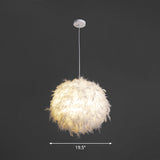 Minimalistic White Feather Pendant Light For Bedroom Suspension - 1 Head