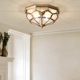 Colonial Style Gold Finish 4-Light Ceiling Flush Mount With Frosted Glass Bowl Shape