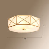 Colonial Style Gold Finish 4-Light Ceiling Flush Mount With Frosted Glass Bowl Shape