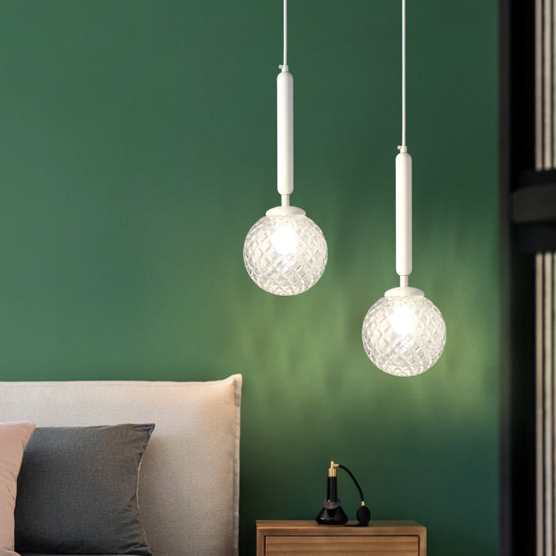 Simple Style Glass Ball Pendant Lamp For Bedroom - 1-Light Suspension Lighting