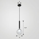 Simple Style Glass Ball Pendant Lamp For Bedroom - 1-Light Suspension Lighting
