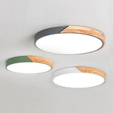 Round Led Macaron Ceiling Light With Acrylic Shade And Wood Accents