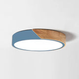 Round Led Macaron Ceiling Light With Acrylic Shade And Wood Accents Blue / 9