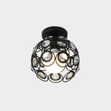Industrial Metal Flush Ceiling Light Fixture - Cage Style Small Aisle 1 Head Black Flushmount
