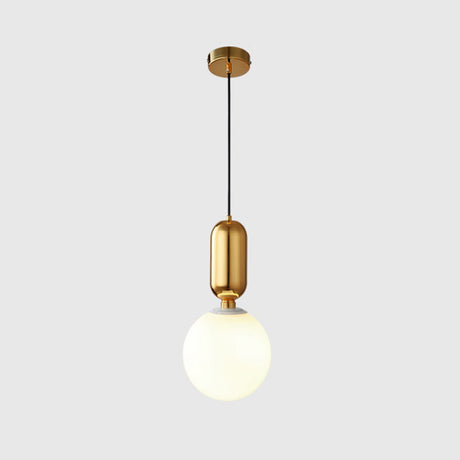 Milky Glass Ball Pendant Lamp - Simplicity 1-Bulb Lighting Fixture For Living Room Gold / 10