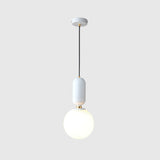 Milky Glass Ball Pendant Lamp - Simplicity 1-Bulb Lighting Fixture For Living Room White / 8