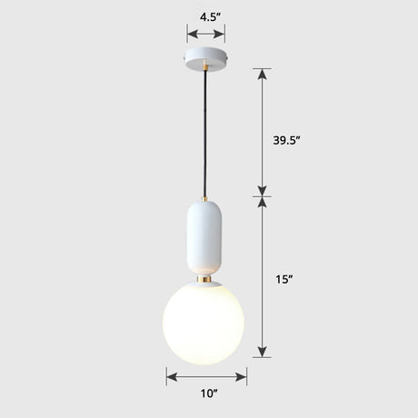 Milky Glass Ball Pendant Lamp - Simplicity 1-Bulb Lighting Fixture For Living Room