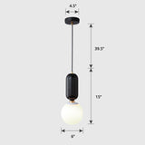 Milky Glass Ball Pendant Lamp - Simplicity 1-Bulb Lighting Fixture For Living Room