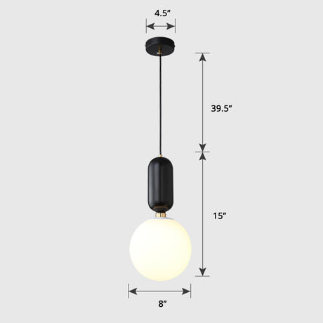 Milky Glass Ball Pendant Lamp - Simplicity 1-Bulb Lighting Fixture For Living Room