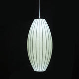 Japanese Style White Lantern Pendant - Single Silk Hanging Lamp Fixture / 10