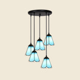 Handcrafted Tiffany Style Floral Pendant Ceiling Light Suspension Lamp For Dining Room 5 / Blue