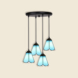 Handcrafted Tiffany Style Floral Pendant Ceiling Light Suspension Lamp For Dining Room 4 / Blue