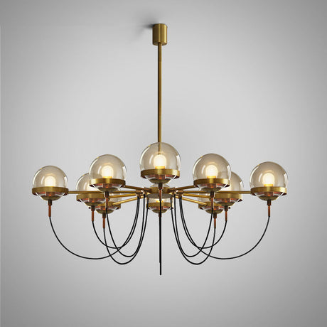 Rustic Cognac Glass Chandelier With Swoop Arm 10 / Bronze