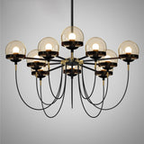 Rustic Cognac Glass Chandelier With Swoop Arm 10 / Black