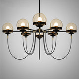 Rustic Cognac Glass Chandelier With Swoop Arm 8 / Black