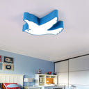 Cartoon Led Acrylic Bird Ceiling Light Fixture For Nursery School Blue / 19’ White