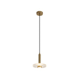 Sleek Gold Led Hanging Light Fixture For Bedroom - Simplicity Acrylic Shade Ceiling Lamp