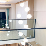 Minimalist Cream Glass Bubble Pendant Ceiling Light In Gold For Staircases And More