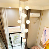 Minimalist Cream Glass Bubble Pendant Ceiling Light In Gold For Staircases And More