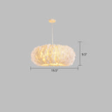 White Feather Donut Pendant Lamp For Bedroom Ceiling