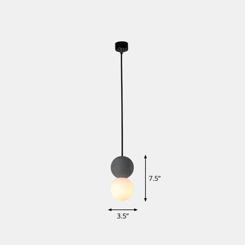 Gourd Shaped Terrazzo Hanging Lamp With Opal Glass Shade