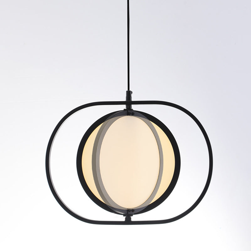 Black Minimalistic Led Pendant Lamp - Sleek Acrylic Bedside Hanging Light Fixture