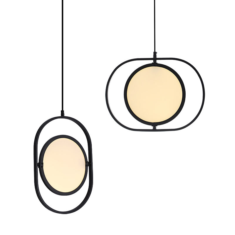 Black Minimalistic Led Pendant Lamp - Sleek Acrylic Bedside Hanging Light Fixture