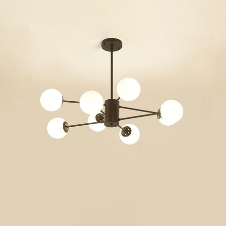 Opal Glass Radial Chandelier - Postmodern Style Pendant Light For Living Room 8 / Black